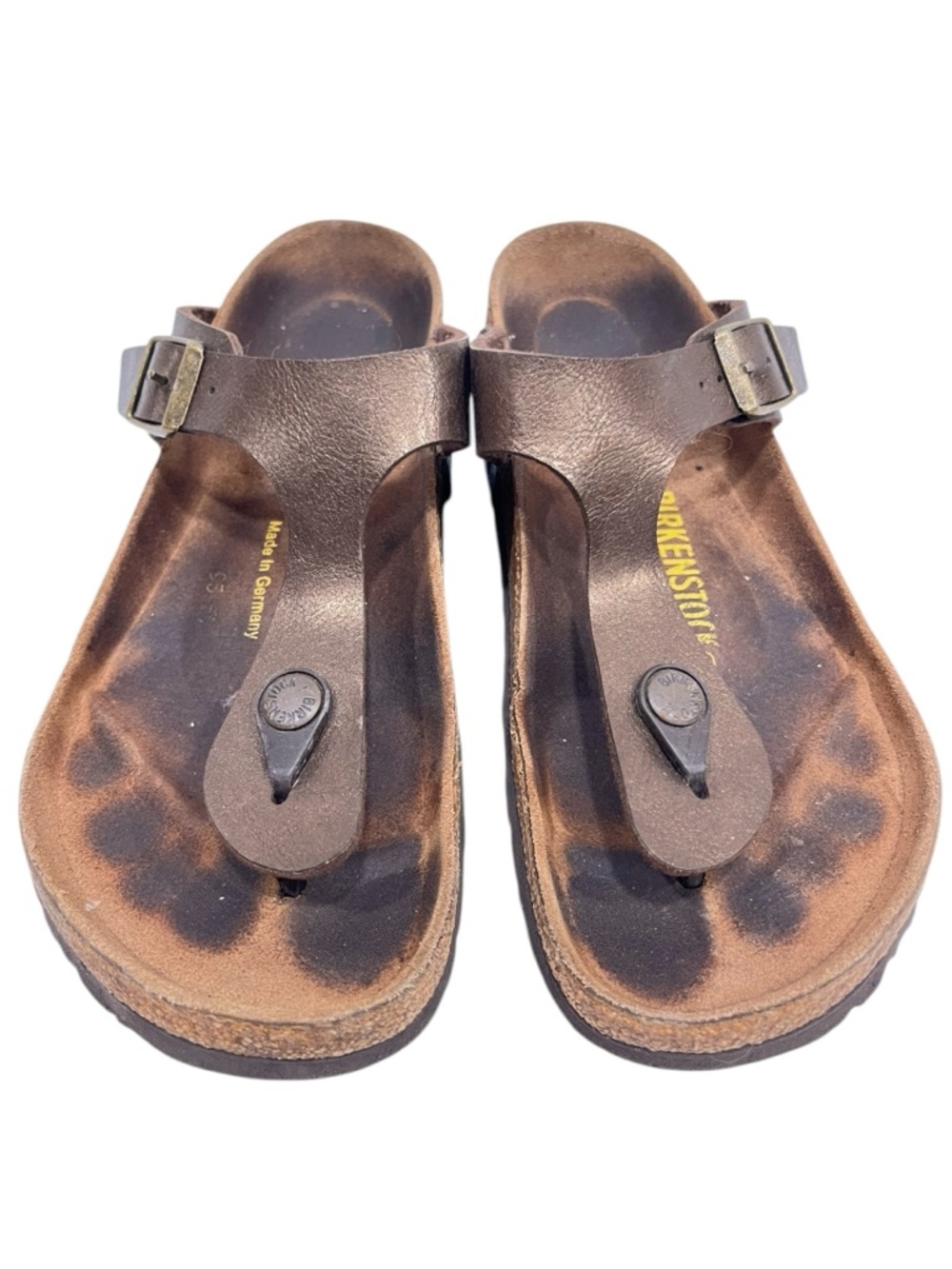 Birkenstock Gizeh Brown Leather Toe-Post Sandals with Buckle 36 - Picture 3 of 8